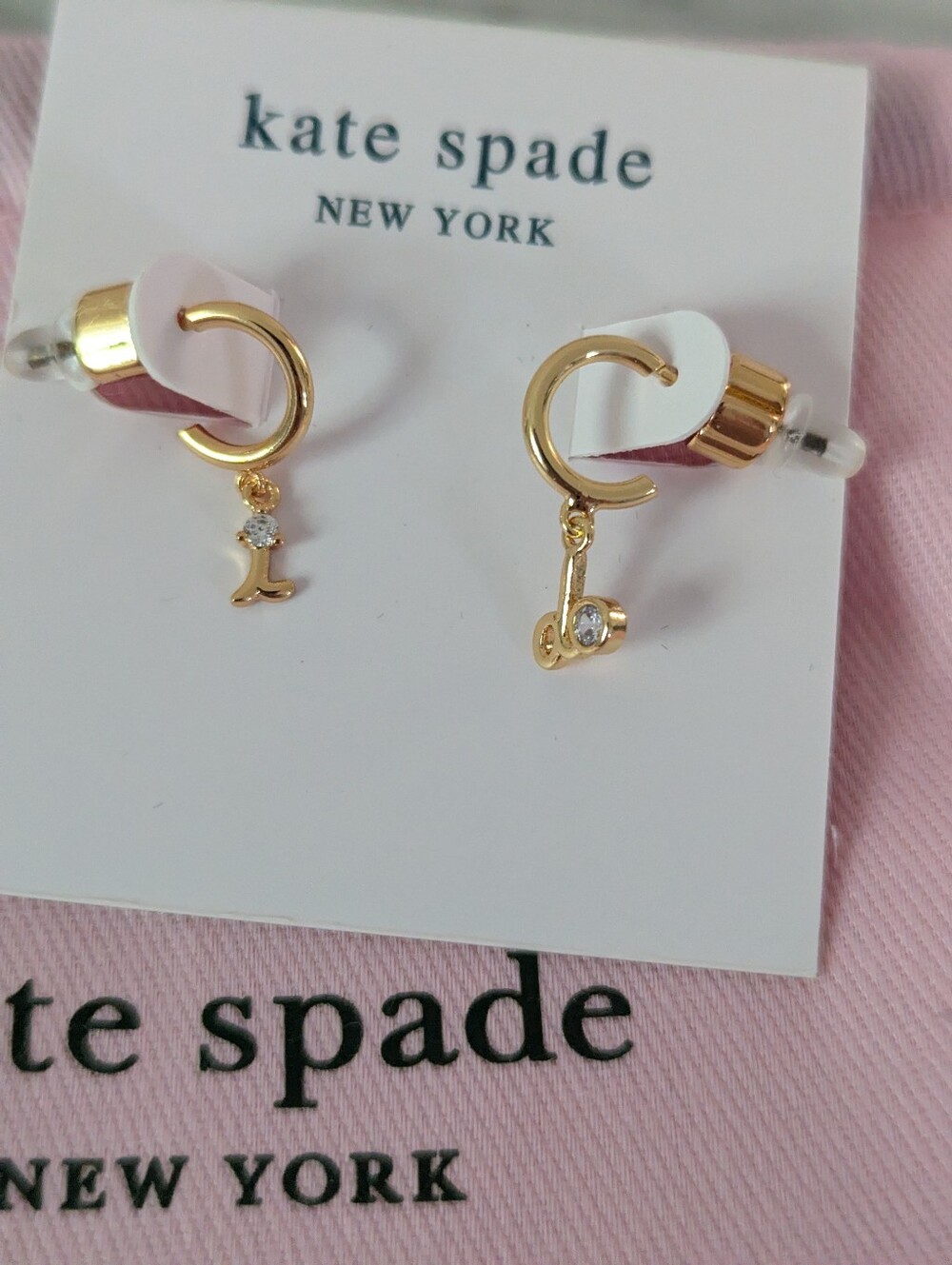 NWT Kate Spade "I Do" Asymmetrical Huggie Earrings
